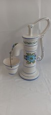 VINTAGE FONTAINE POMPE A EAU DECORATIVE CERAMIQUE FAIENCE DECOR FLORAL 
