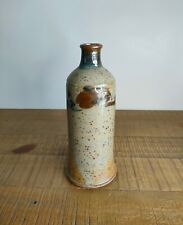 Vase Bouteille signé BLANOT en Grès - Beige Bleu Orange Marron - Orignal