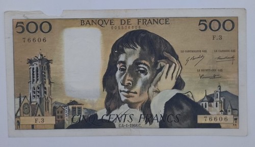 Billet 500 francs - de, pascal