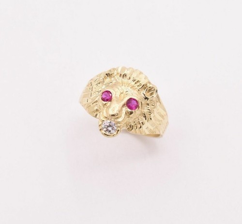 Homme unisexe lion - tête, bague