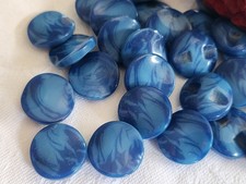 Lot 10 boutons vintage bleu vagues 1,5 cm pied ref 1710