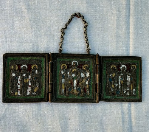 Triptyque ancien bronze - triptyque,