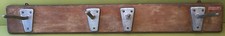 PORTE-MANTEAU BOIS 4  PATERES 20cm  METAL VESTIAIRE ANCIEN DESIGN INSUTRIEL 1960
