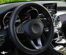 Couvre-Volant en Simili Cuir Noir Perfore Pour Auto Voiture VTT Diametre 37-38cm