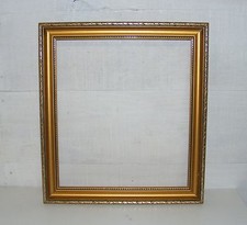 CADRE BOIS DORÉ MOULURÉ FRISE RELIEF VINTAGE STYLE ANCIEN EXT.34X31/ INT.28,5X25