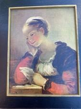 Tableau ancien “La Lettre” Jean Honoré Fragonard – Éditeur Henry Fetz & Cie Pari