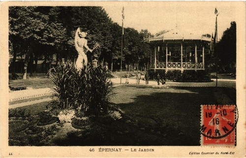 Cpa épernay jardin - cpa, Épernay-le-jardin