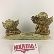 ➜Bougeoir et photophore figurine ange/chérubin statuette porte bougie doré