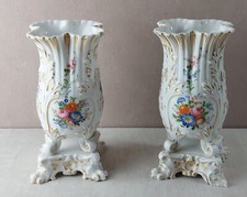 Paire de vase, décor fleurs, style Jacob Petit, porcelaine de Paris