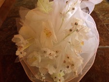 Ancien bouquet de Mariée, années 1960,fleurs,ruban,collection