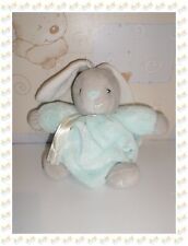 ㉓ - Doudou Lapin Boule Vert Clair Gris  Créations Tendres et Douces Plume Kaloo