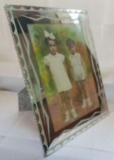 photo argentique cadre verre miroir ART DECO ancien signé Lucien colorisé enfant