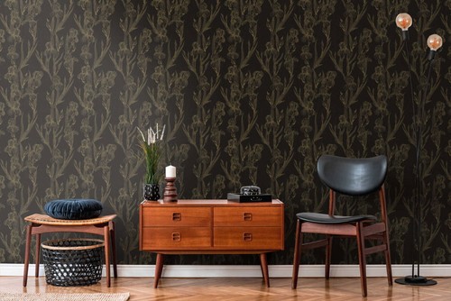 Papier peint floral avec - peint,