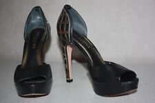 SAN MARINA  Sandales Talons Hauts Tout Cuir Noir Doré T 39 BE