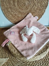 Doudou plat Lapin blanc rose