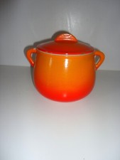 LE CREUSET CAQUELON A FONDUE FONTE ORANGE VOLCANIQUE VINTAGE