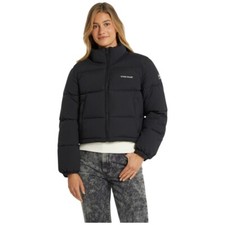 Guess Jeans Doudoune Puffer Veste Matelassée Cropped Noire W4BL20 WGII2 JBLK