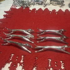 Lot De 6 Porte Couteaux Chien  En Métal Argenté