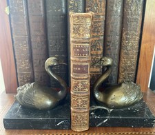 Paire d'Ancien Serre Livre Marbre Art Déco Cygne