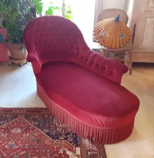 Liseuse Méridienne Napoléon III parfait état velours cerise