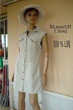 JOLIE ROBE DE MARQUE *KILIWATCH * 100 % LIN COULEUR LIN NATUREL NEUVE T 38/40