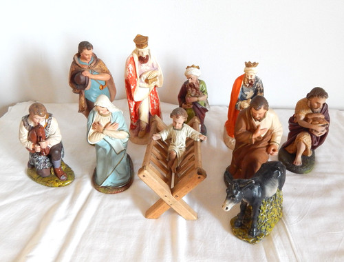 Ancienne crèche noël avec - ancienne,