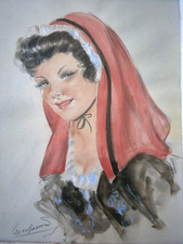 Dessin Portrait femme Pin-up