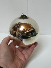 BOULE DE PARDON BOULE DE NOËL ANCIENNE EN VERRE ÉGLOMISÉ MERCURISÉ XIXème D:12cm