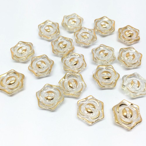 Bouton fleur rose doré - 20,