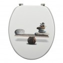 Abattant WC blanc motif galets