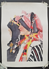 Aquarelle de Abdou Lamarti, femmes Marocaines, signature.