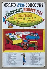 Affiche TRACTEUR SOMECA 415 : Jeu-Concours 1966 / Claude Roche / FIAT 500