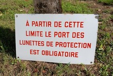 Ancienne Plaque émaillée Usine Industrielle Lunettes Securité Enamel French Sign