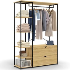 Dressing penderie étagères L. 113 cm DETROIT 2 tiroirs design industriel