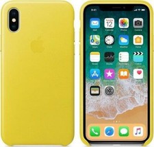 Coque En Cuir Apple iPhone X Officielle - Jaune Printanier - Neuf