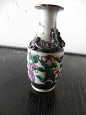 ancien petit vase céramique NANKIN chinoise H 6 X 6.6 CM  TBE 2 micros éclats