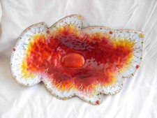 P BONNET,LIMOGES,FRENCH ENAMELED COPPER TABLE CENTERPIECE,FRUIT BASKET,1960s.