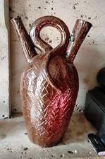 ancienne cruche gargoulette chevrette en terre cuite vernissée céramique art pop