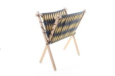 Ancien Porte-Revues Coin Lecture En Bois Tissu Vintage Rétro Support Magazines