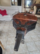 Grand soufflet de forge ancien – cuir et bois – décoration rustique