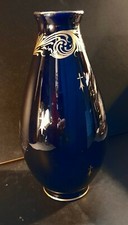   Vases en Faïence signé Gustave Asch , Bleu de Tours , or fin Signé  1856-1911