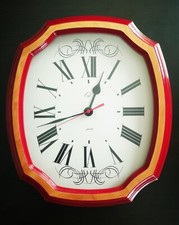 Vintage Très Jolie Horloge Murale ODO Quartz France Cadre en Bois Pendule