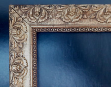 Ancien Cadre Doré Bois Décor Frise perlé 34,5x25,5x2 cm Feuillure 29,5 x 20,5 cm