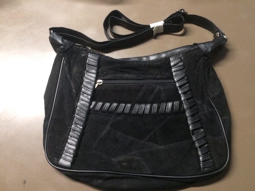 Black suede whipstitch - black,