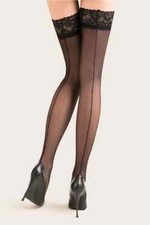 Bas sexy couture autofixant GABRIELLA LINETTE 20 Den jarretière dentelle 1/2 3/4