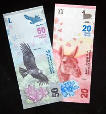 ARGENTINE série 2 Billets 20 et 50 Pesos * 2017, 2018 * UNC / NEUF