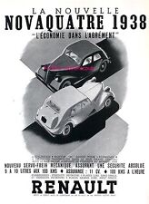 PUBLICITE DE 1937 RENAULT NOVAQUATRE 1938 ECONOMIE FRENCH CAR AD ADVERT