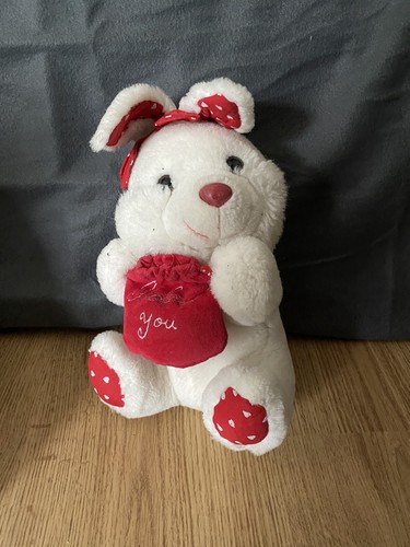 Peluche lapin blanc - lapin, vintage