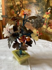 Arbre miniature Asiatique Jade Sculpté Quartz Bonsaï Fleur 