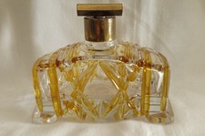 Beau Vaporisateur De Parfum Art Déco En Cristal Ambre Et Transparent 